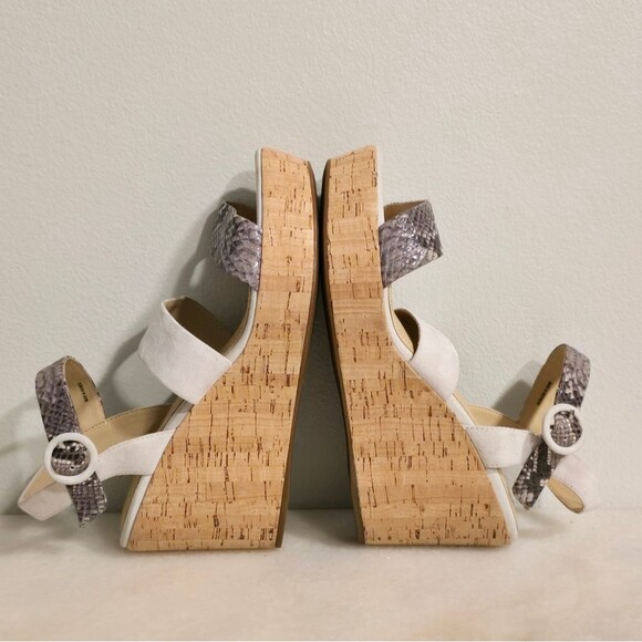 Geox Respira Wedged Sandals In Gray Snakeskin embossed leather 9 - Picture 3 of 9